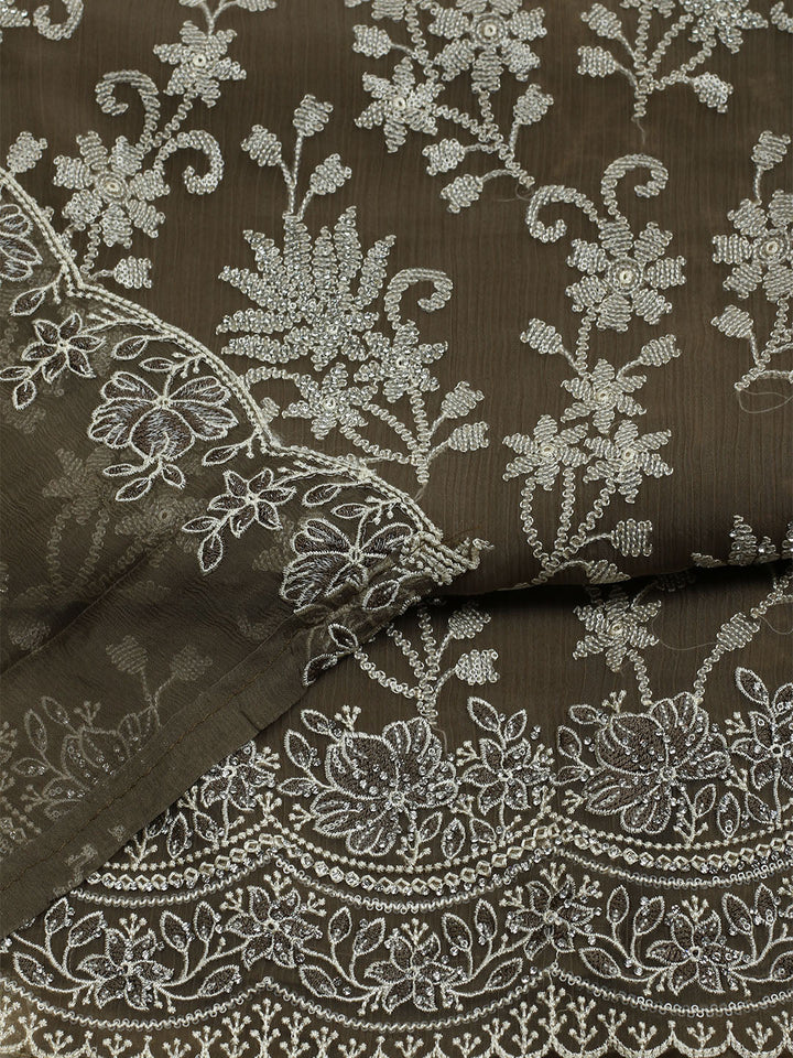 Embroidered Organza Unstitched Suit With Dupatta
