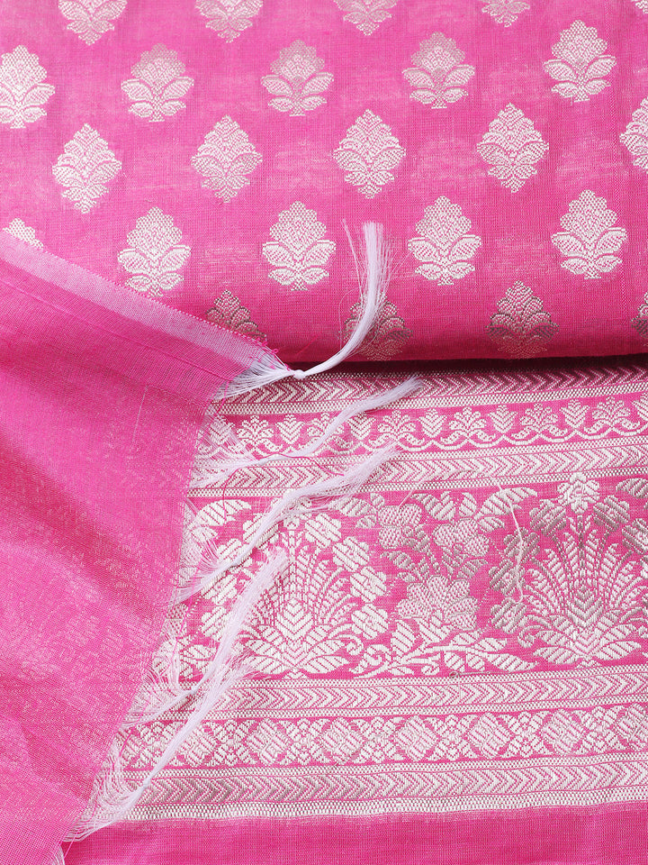 Woven Design Chanderi Unstitched Suit With Pant &amp; Dupatta
