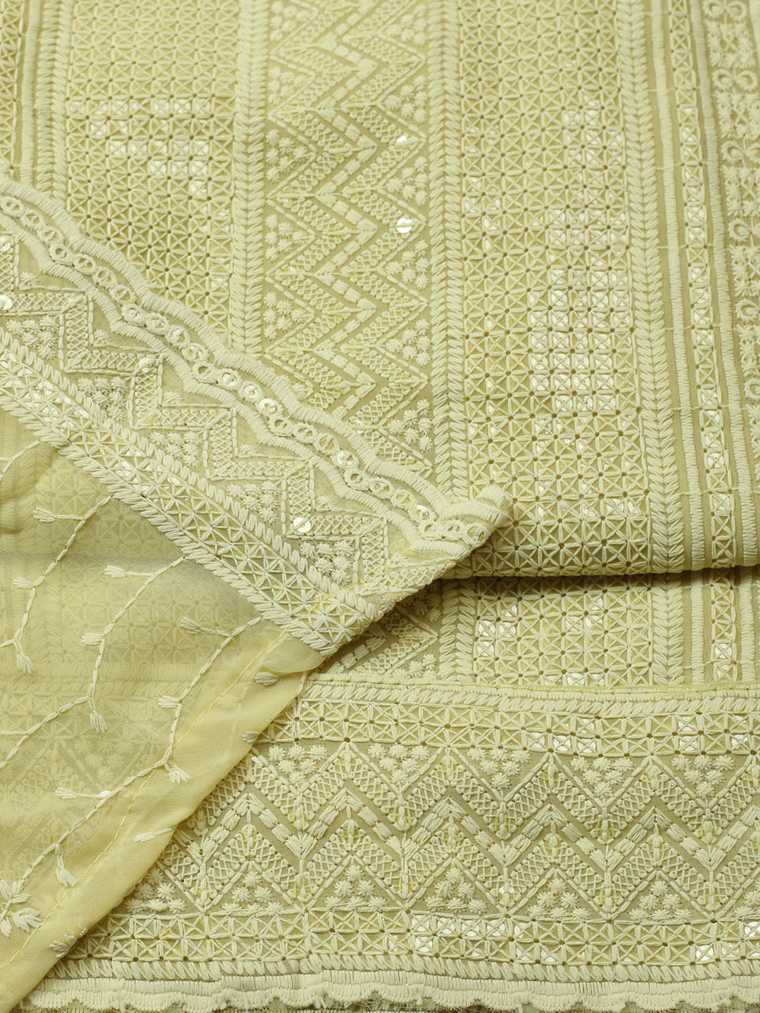 Embroidered Georgette Unstitched Suit With Pant &amp; Dupatta