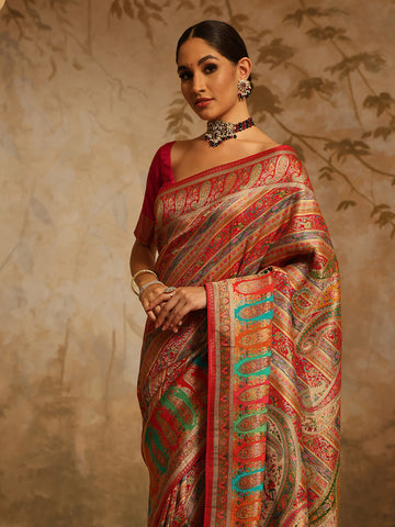 Zari Jaal Rangkat Dola Handloom Woven Saree