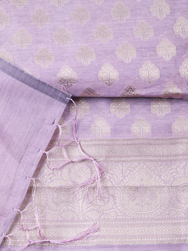 Woven Design Chanderi Unstitched Suit With Pant &amp; Dupatta
