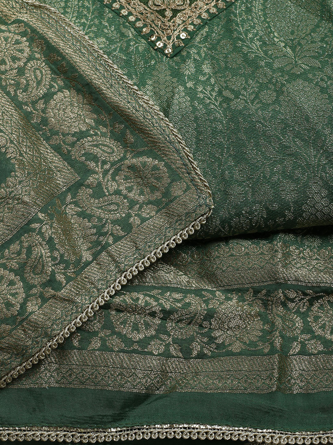 Woven Design Chanderi Unstitched Suit With Dupatta