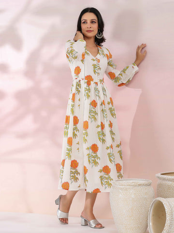 Floral Printed Cotton Dress