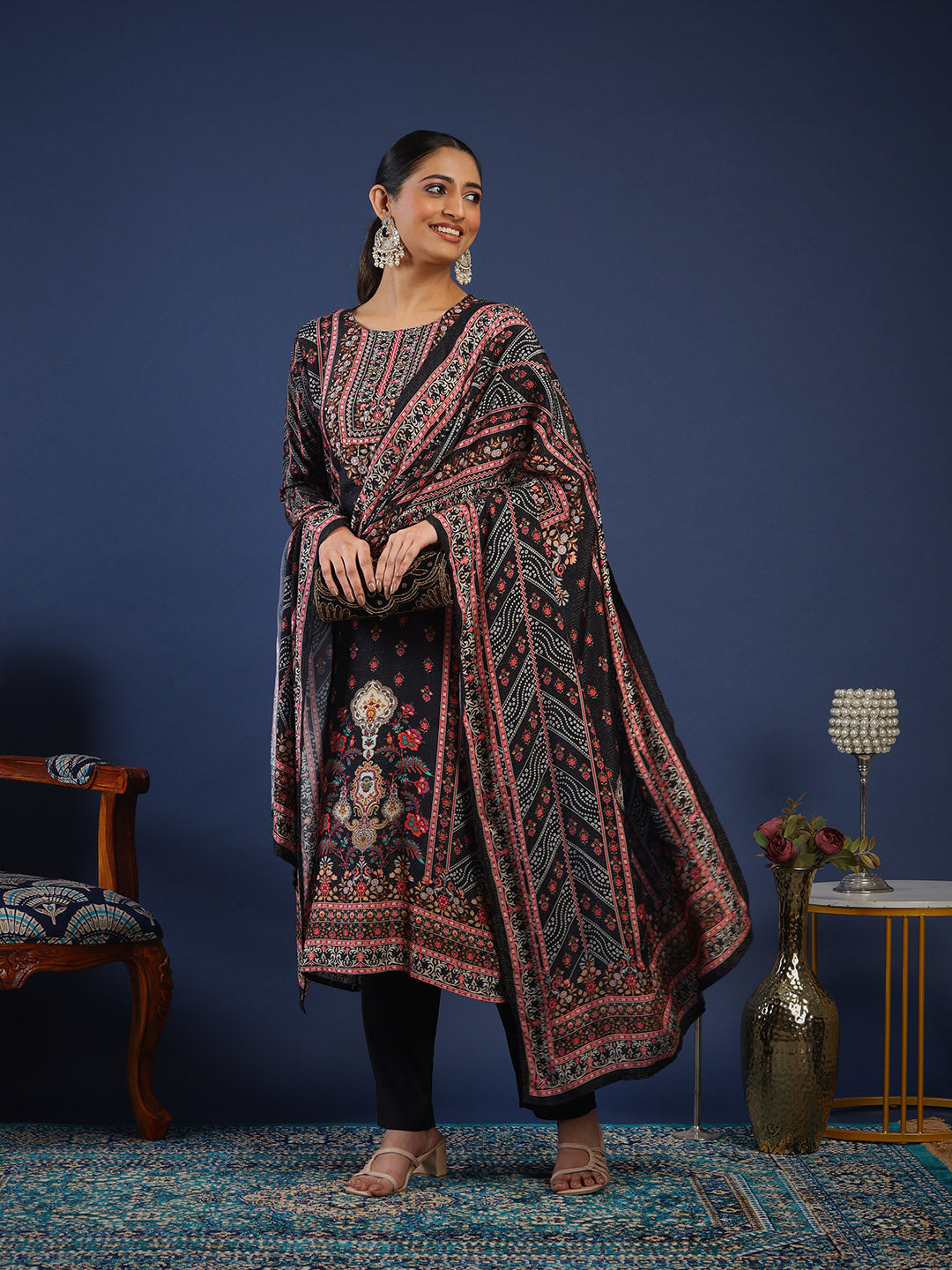Printed Muslin Kurta With Pant &amp; Dupatta