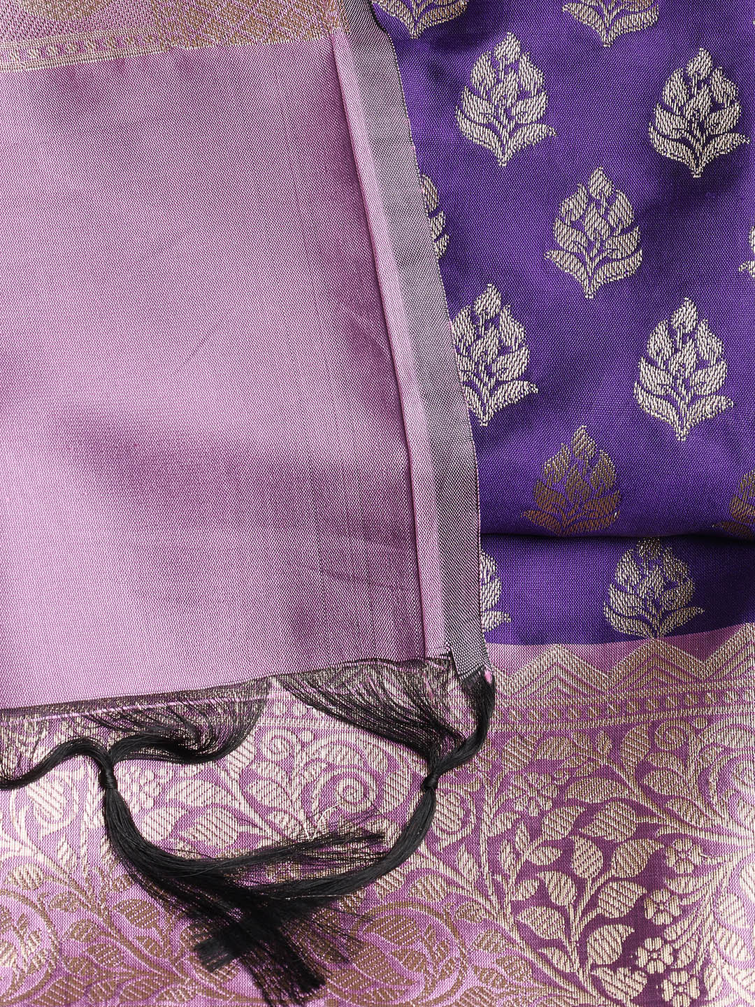 Woven Banarasi Chanderi Unstitched Suit With Dupatta