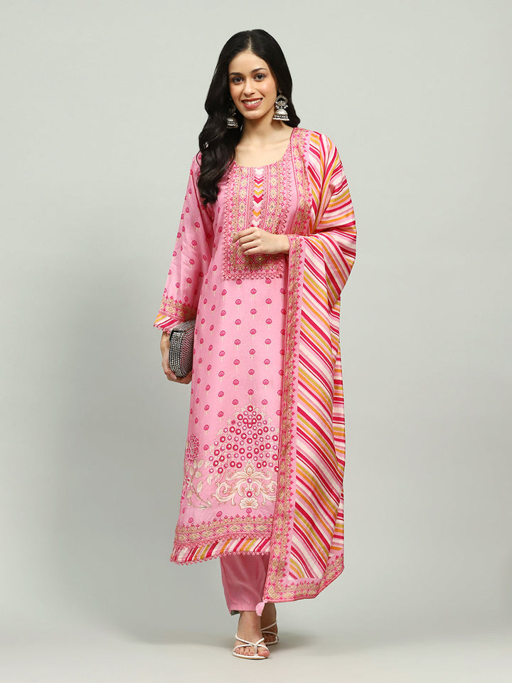 Printed Muslin Kurta With Pants &amp; Dupatta