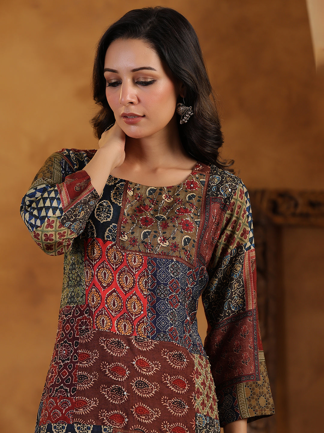Printed Cotton Blend Kurta With Pants