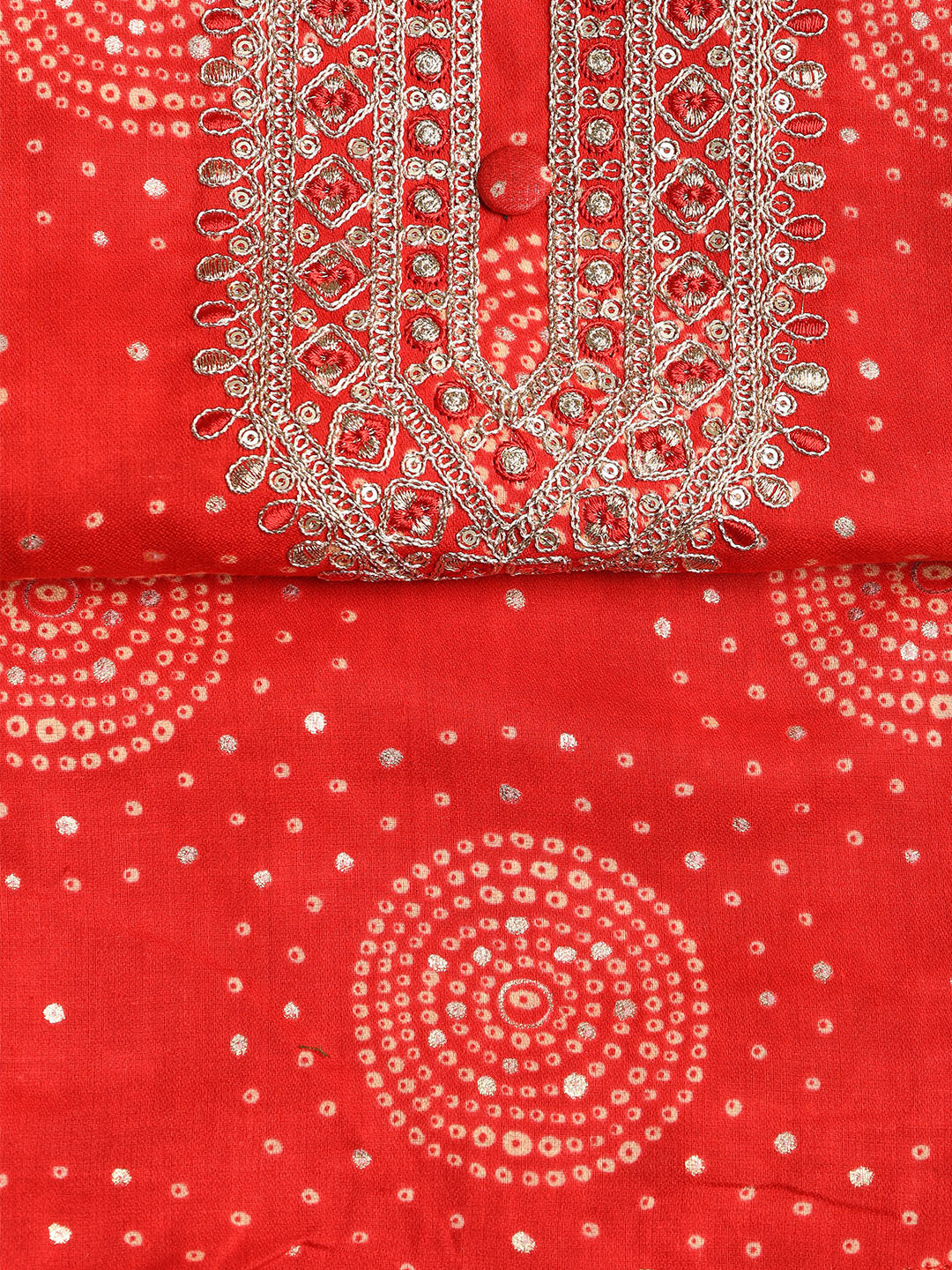 Neck Embroidered Cotton Blend Unstitched Suit With Dupatta