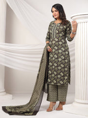 Printed Cotton Blend Kurta With Pants & Dupatta