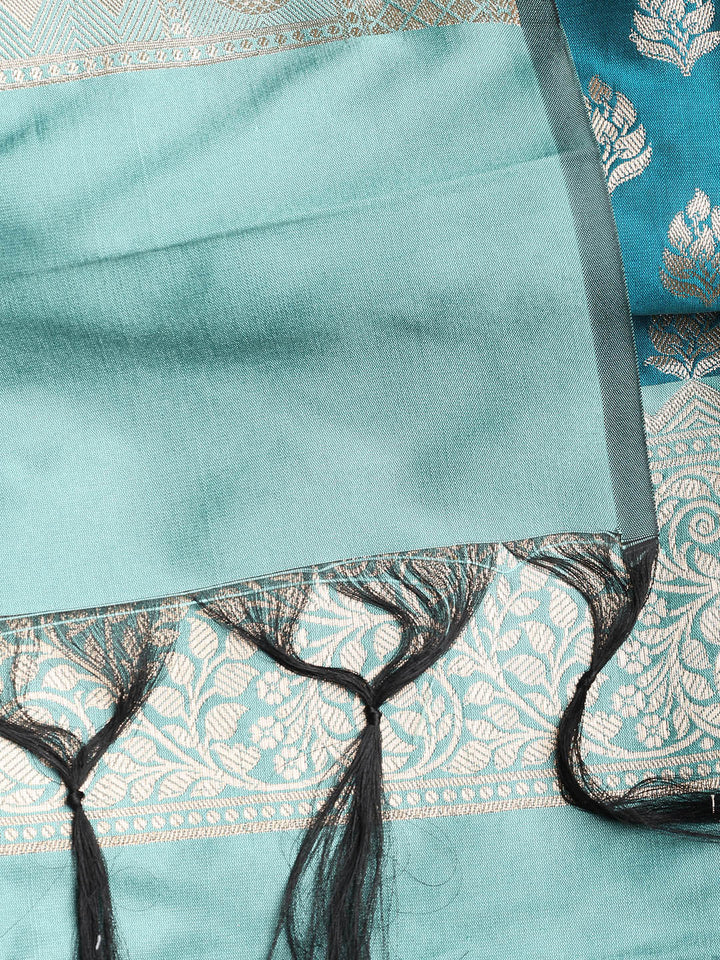 Woven Banarasi Chanderi Unstitched Suit With Dupatta