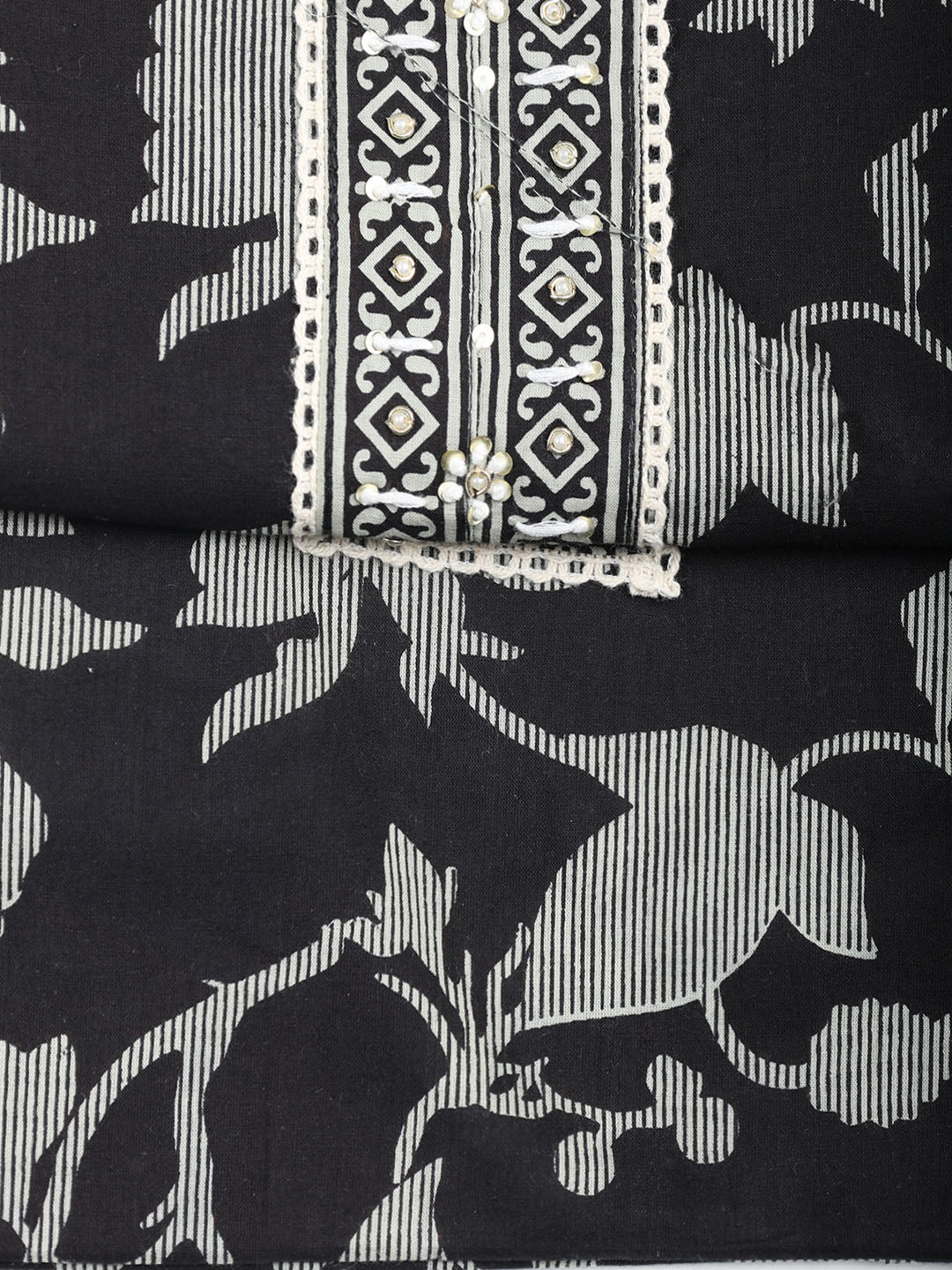 Printed Cotton Blend Unstitched Suit With Dupatta