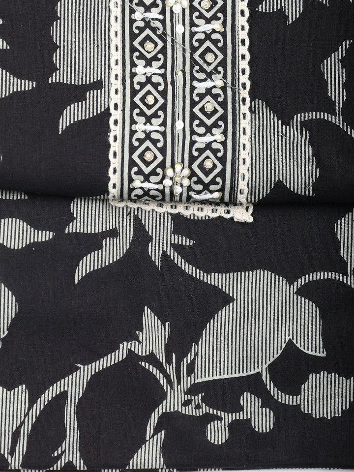 Printed Cotton Blend Unstitched Suit With Dupatta