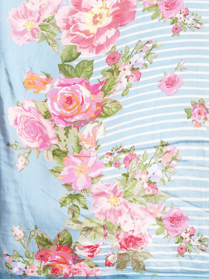 Floral Printed Crepe Saree