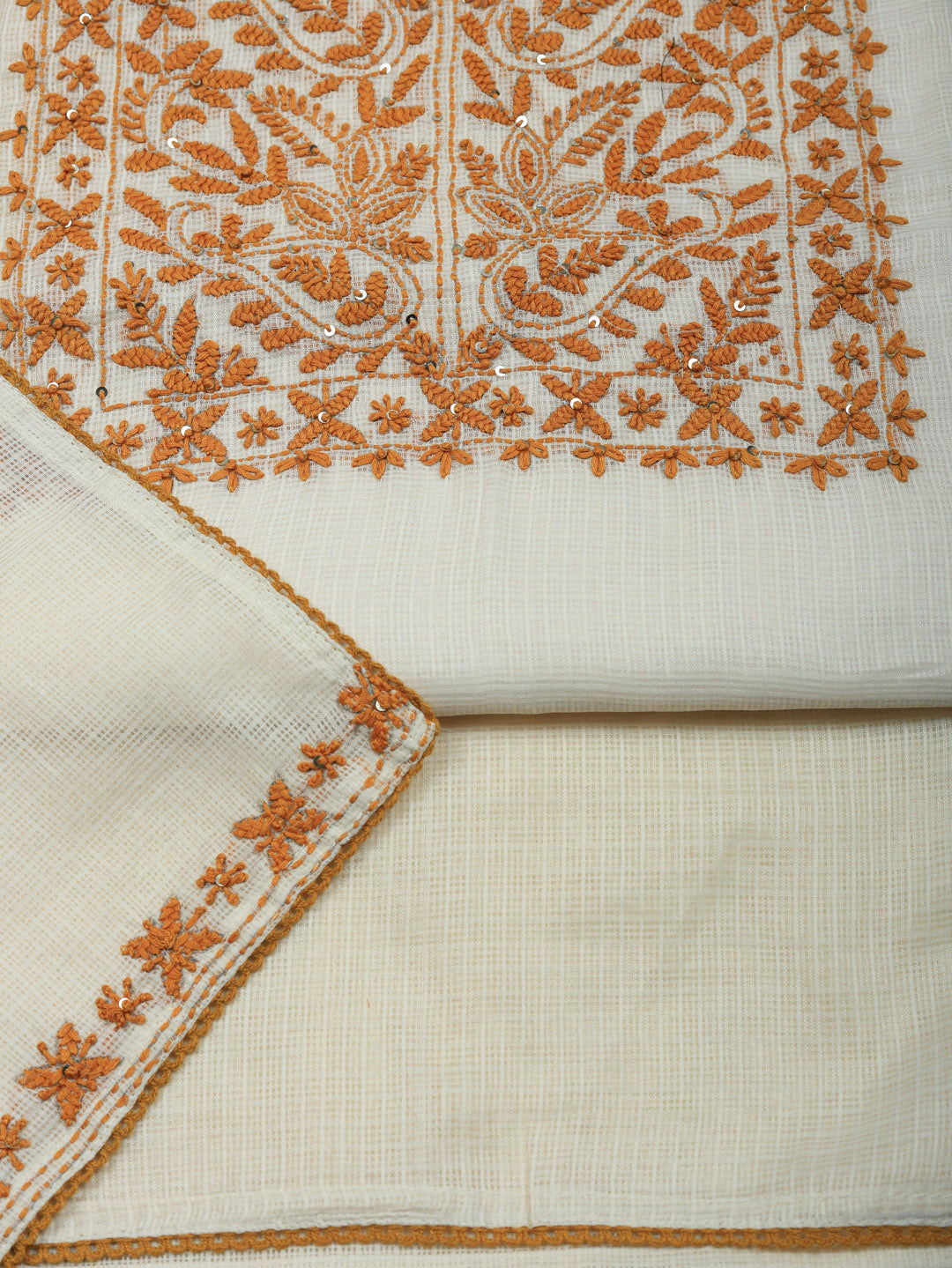 Embroidered Cotton Blend Unstitched Suit With Pant &amp; Dupatta