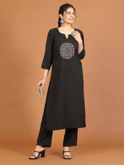 Embroidered Chanderi Kurta With Pants