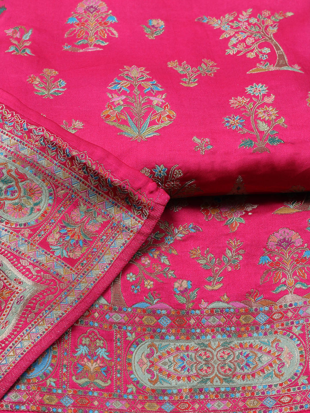 Woven Design Satin Unstitched Suit With Pant &amp; Dupatta
