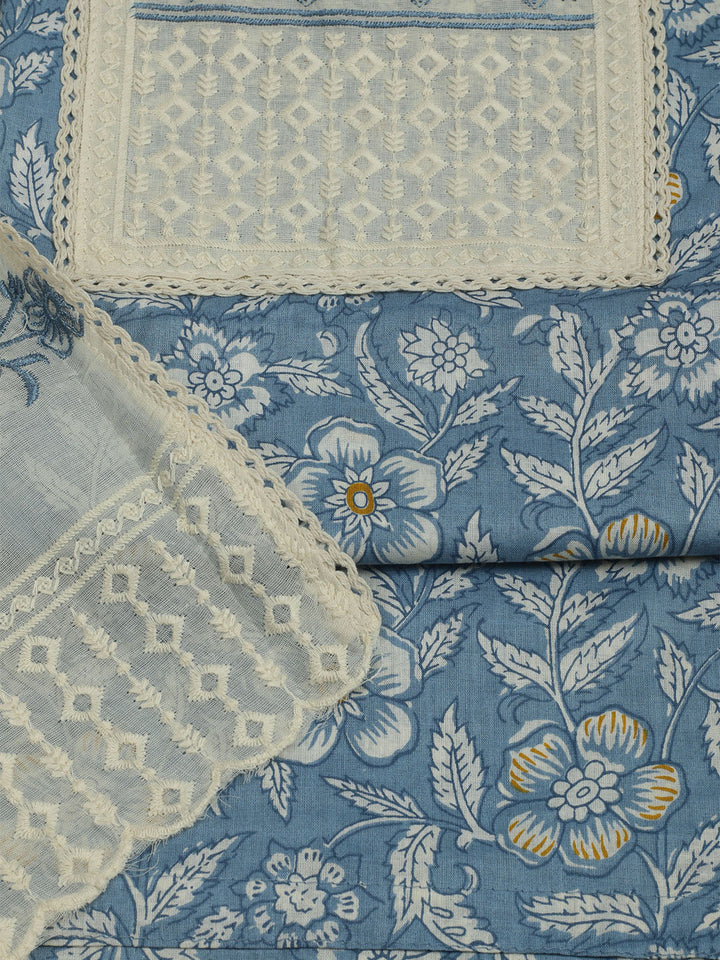 Printed Cotton Unstitched Suit With Pant &amp; Dupatta
