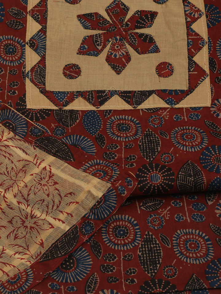 Printed Cotton Unstitched Suits Printed Suit With Pant &amp; Dupatta