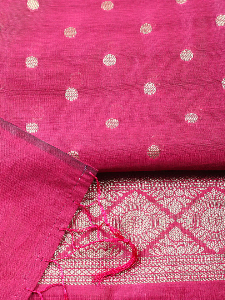 Woven Design Chanderi Unstitched Suit With Pant Dupatta