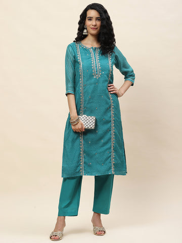 Gota Work Chanderi Kurta With Pants