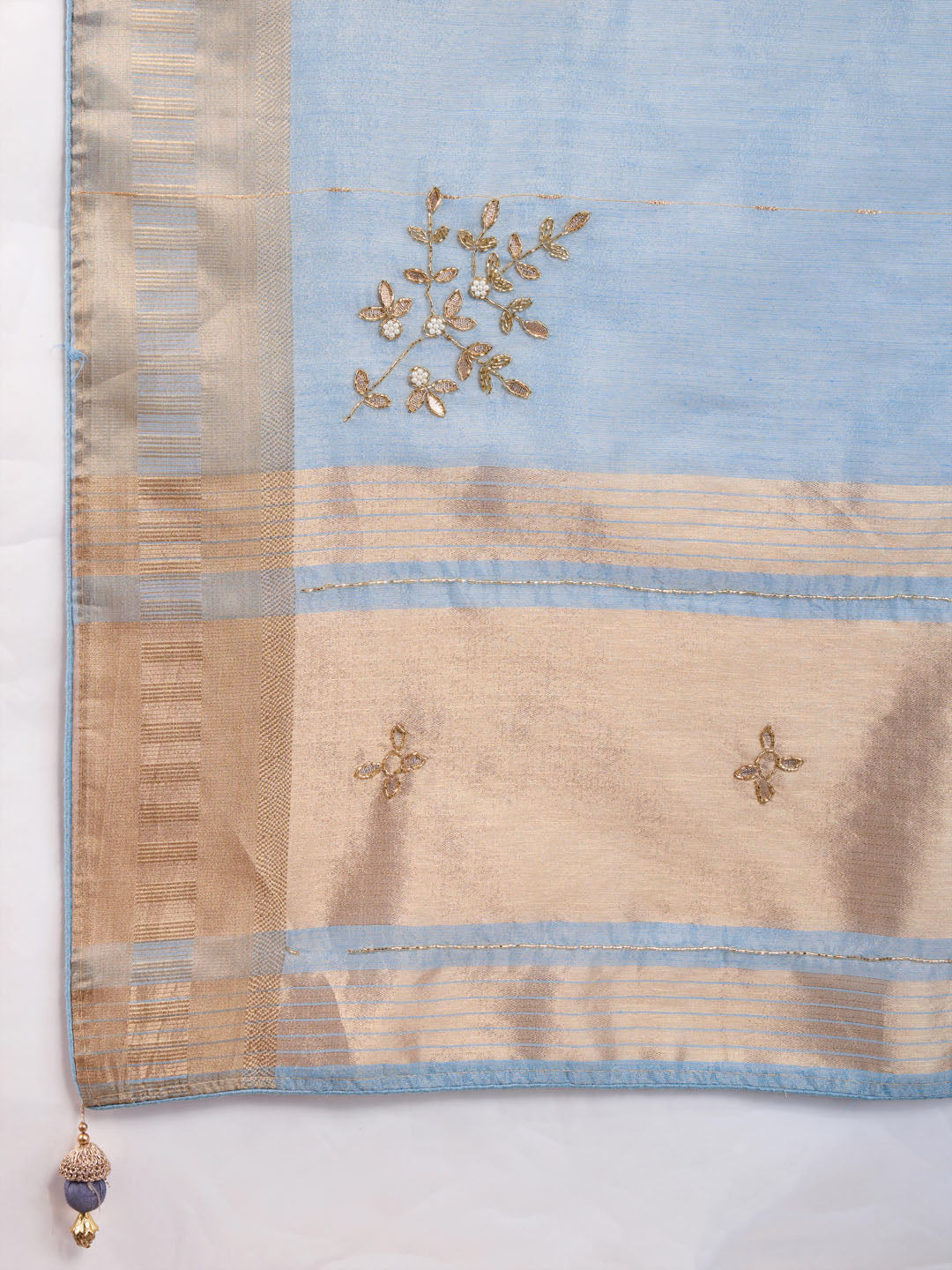 Embroidered Linen Blend Saree