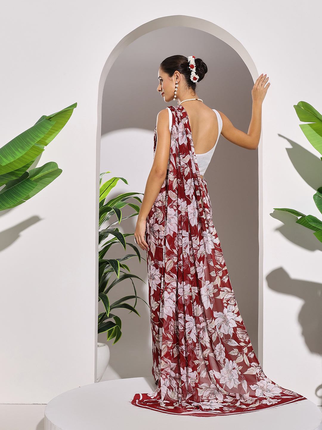 Floral Printed Georgette Saree