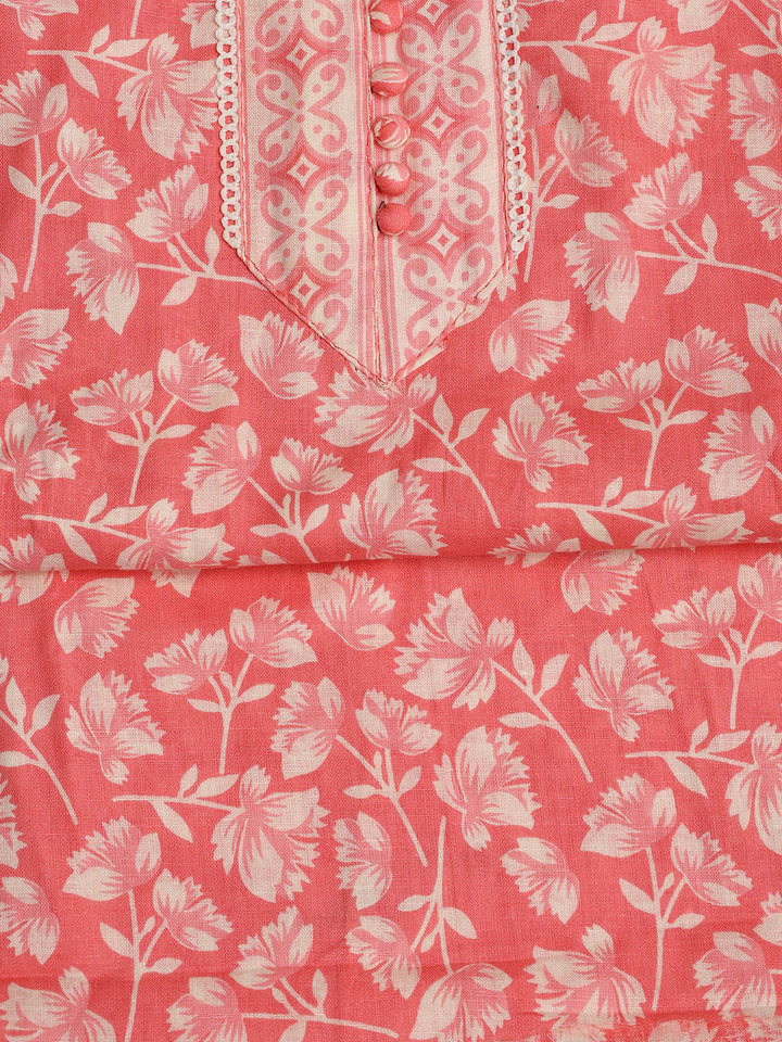 Printed Cotton Blend Unstitched Suit With Dupatta