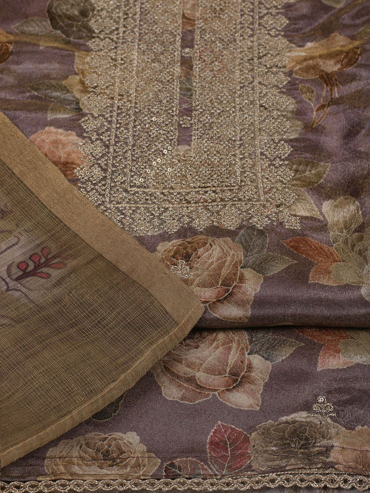 Neck Embroidered Tissue Unstitched Suit With Dupatta