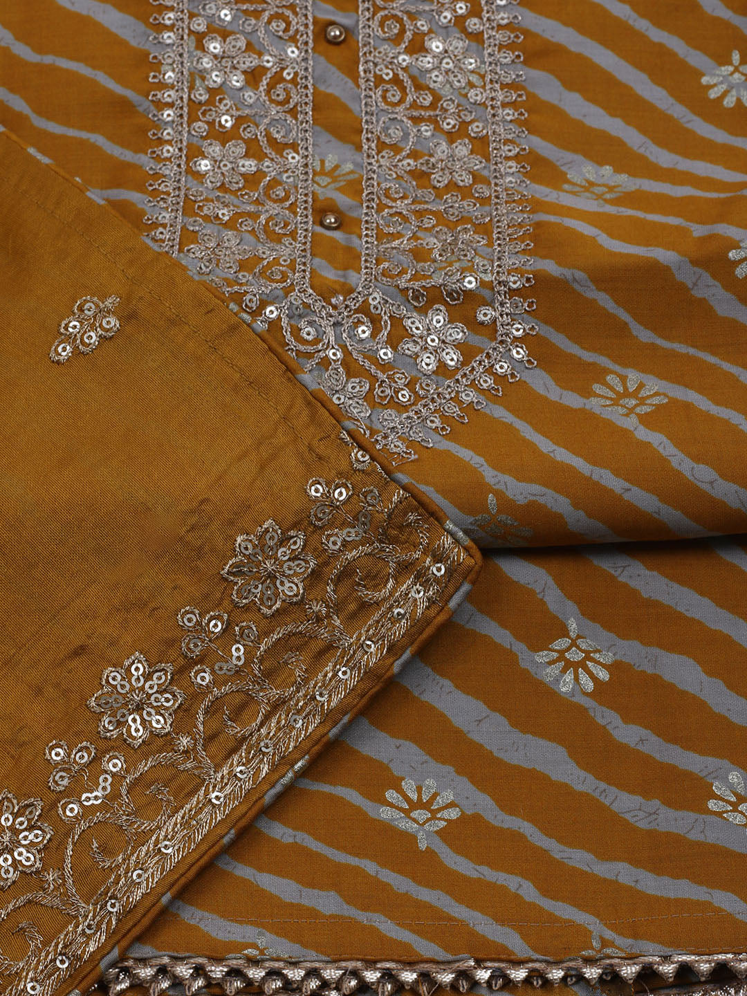 Neck Embroidered Cotton Blend Unstitched Suit With Dupatta