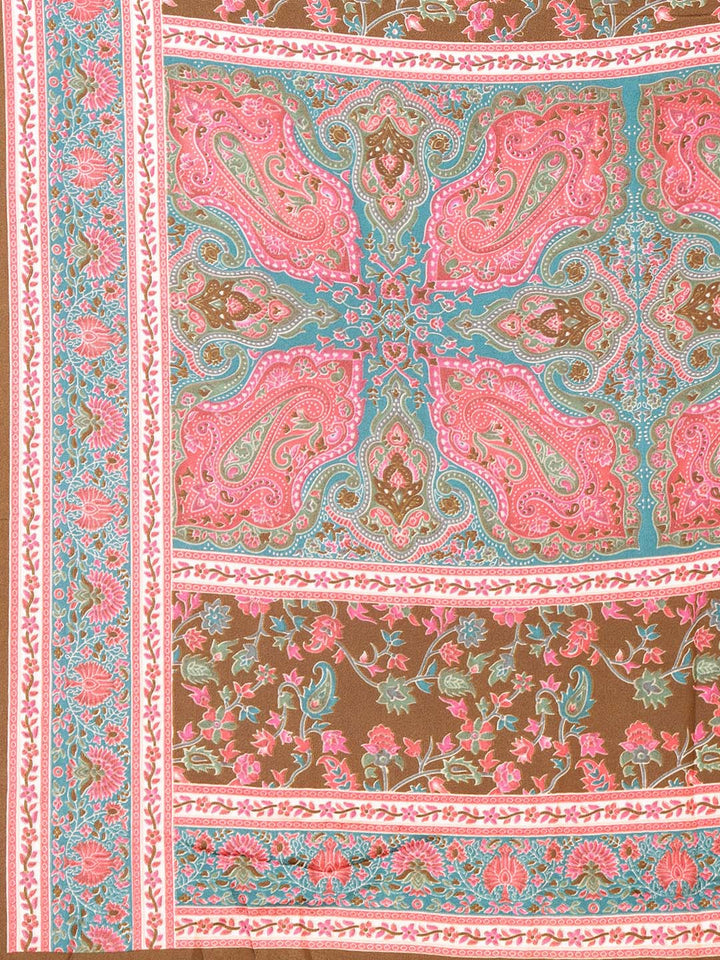 Floral Printed Crepe Saree