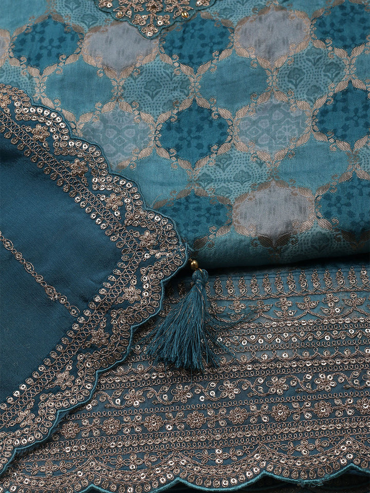 Woven Design Cotton Blend Unstitched Suit With Dupatta
