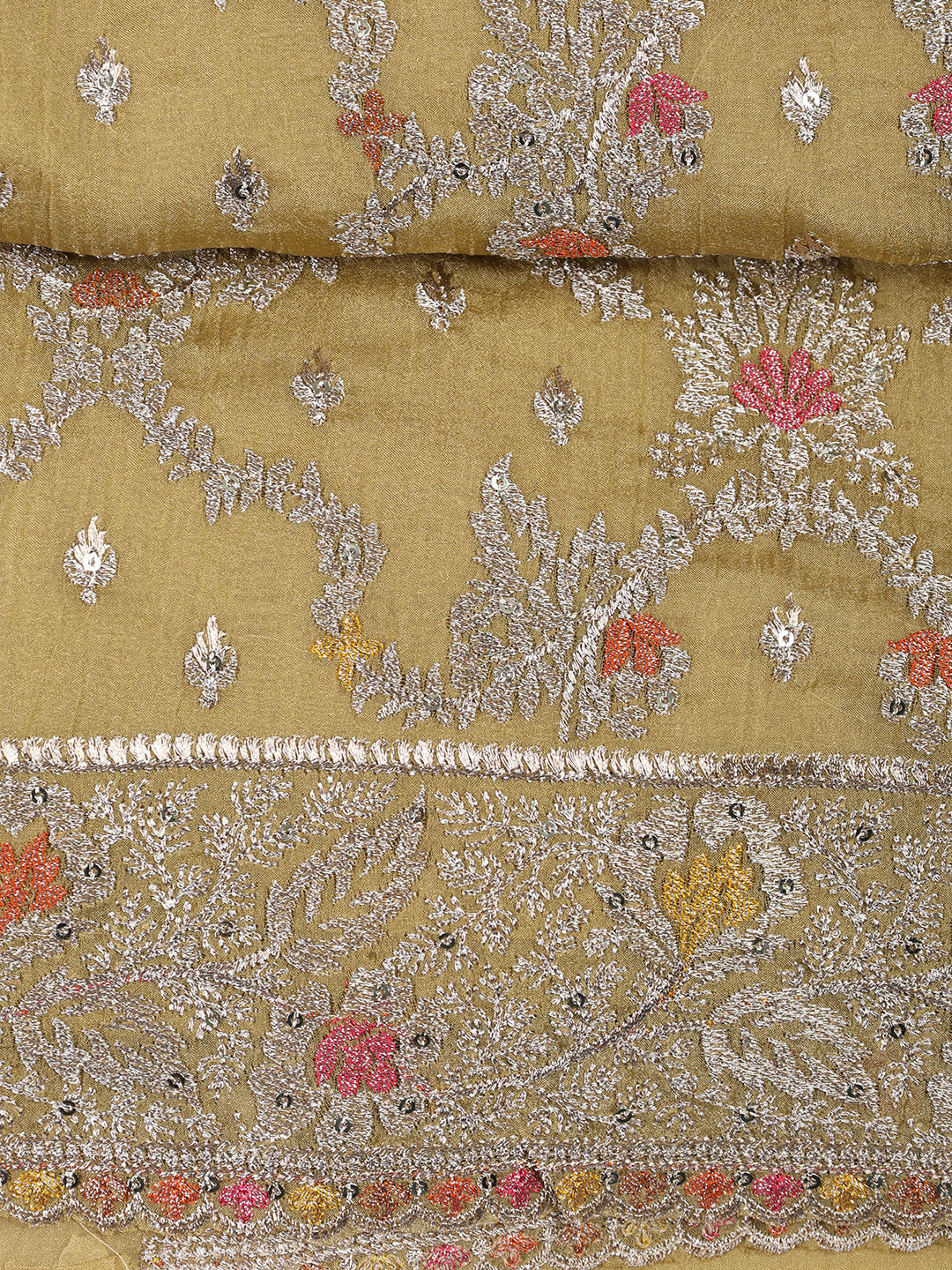 Embroidered Tissue Unstitched Suit With Dupatta