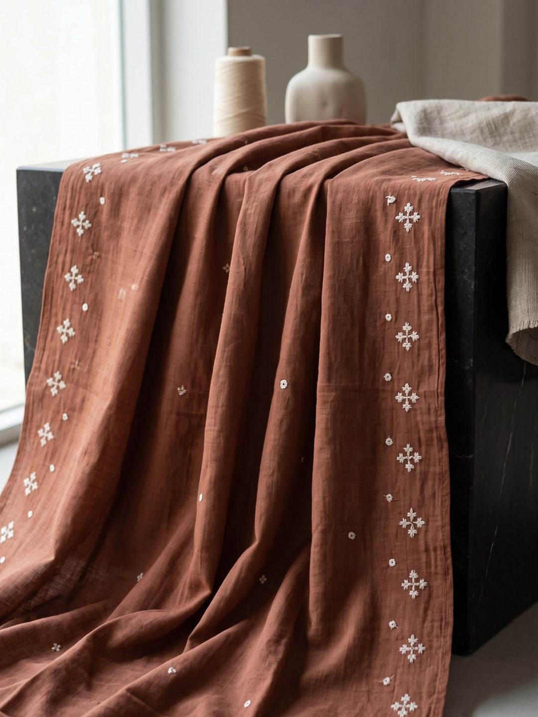 Brown Printed Cotton Blend Kurta With Pant &amp; Dupatta