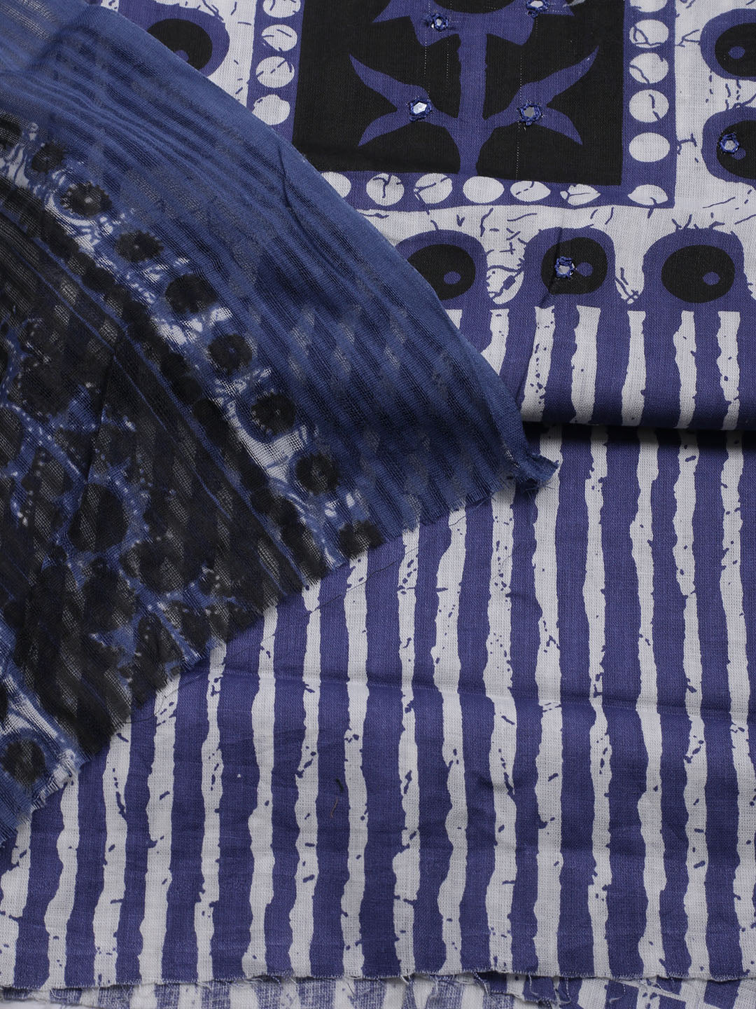 Printed Cotton Blend Unstitched Suit With Dupatta