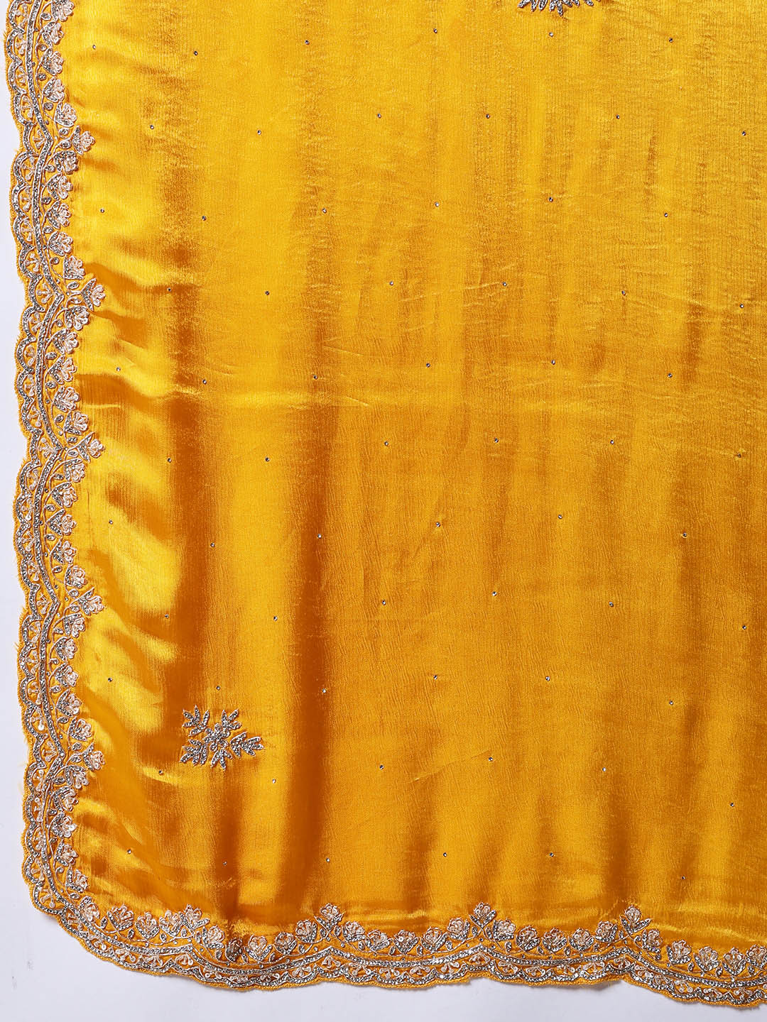 Stone &amp; Sequn Embroidered Chinon Saree