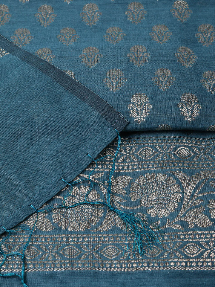 Woven Design Chanderi Unstitched Suit With Pant &amp; Dupatta