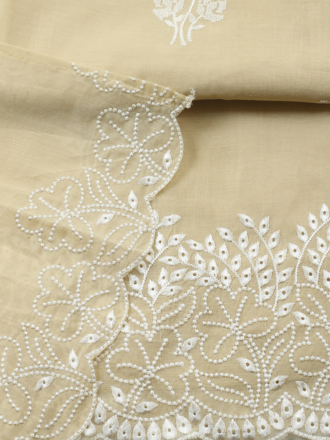 Embroidered Cotton Blend Unstitched Suit With Pant &amp; Dupatta