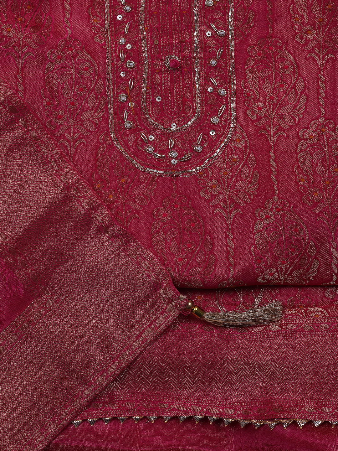 Kanjeevaram Chanderi Unstitched Suit With Dupatta