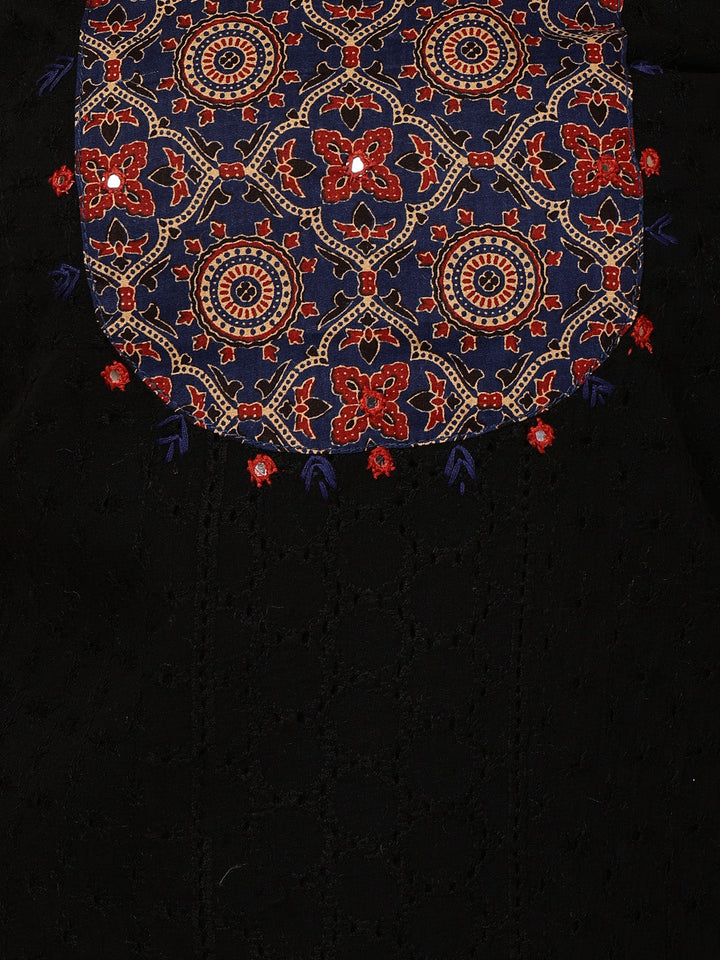 Neck Patti Cotton Blend Unstitched Suit With Dupatt