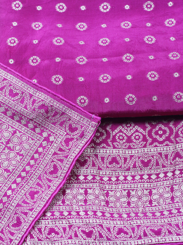 Embroidered Art Silk Unstitched Suit Piece With Dupatta