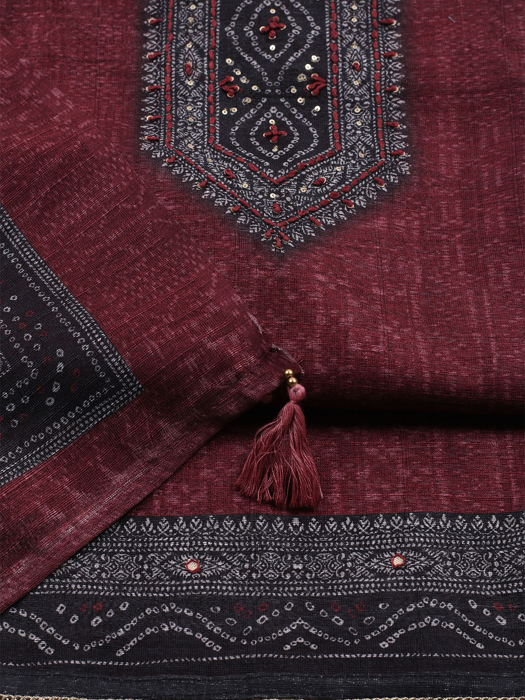 Printed Chanderi Unstitched Suit With Dupatta