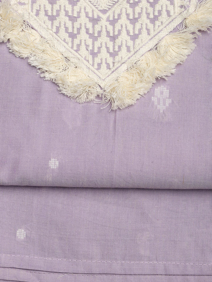 Neck Embroidered Cotton Blend Unstitched Suit With Dupatta