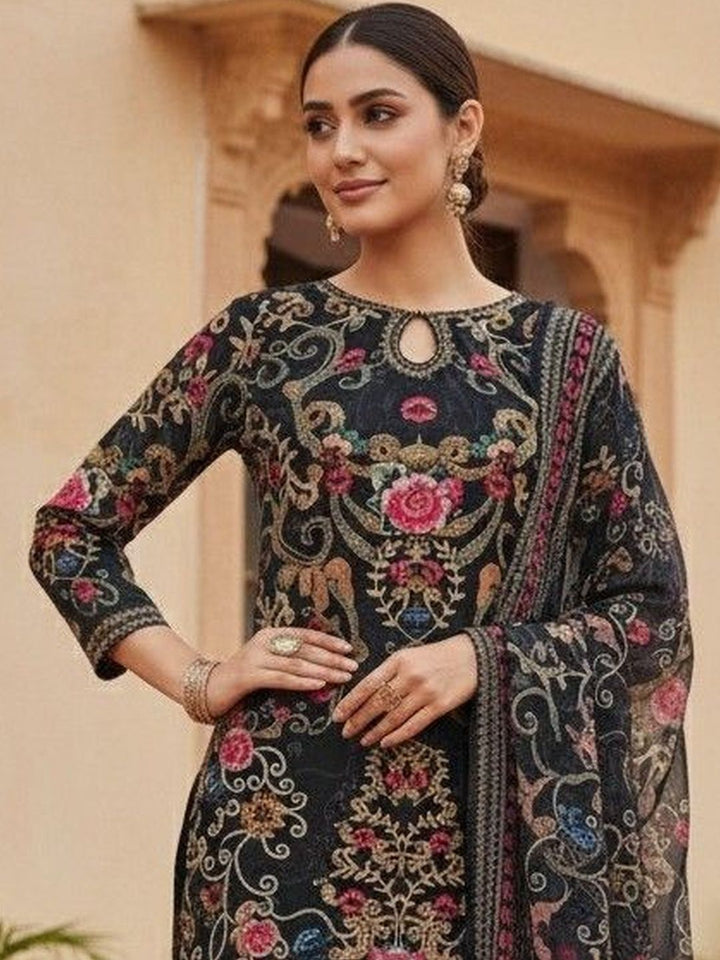 Printed Muslin Kurta With Sharara &amp; Dupatta