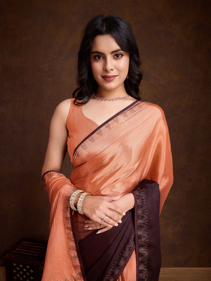 Embroidered Chinon Saree