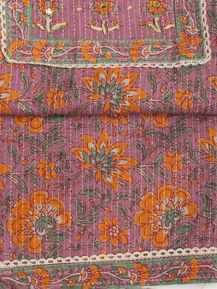 Printed Cotton Blend Unstitched Suit With Dupatta