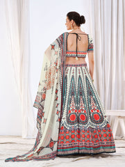 Printed Crepe Choli With Lehenga & Dupatta