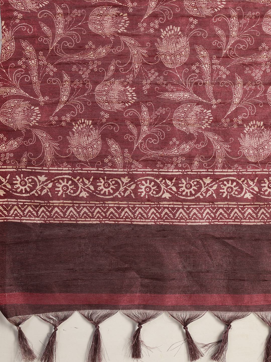 Printed Tussar Silk Saree