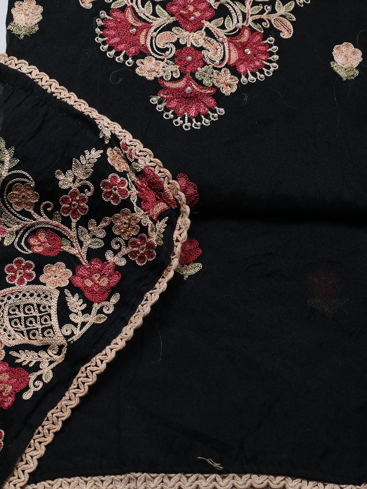 Embroidered Cotton Blend Unstitched Suit With Pant &amp; Dupatta
