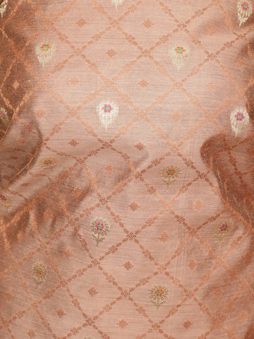 Woven Banarasi Chanderi Unstitched Suit With Dupatta