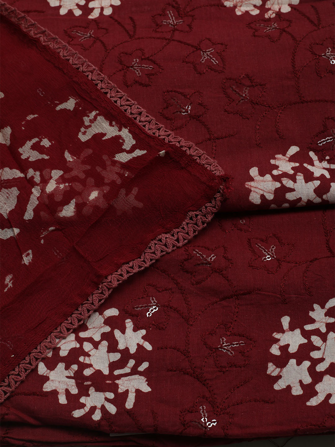 Printed Cotton Blend Unstitched Kurta With Pant &amp; Dupatta